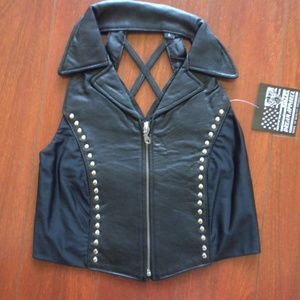 Lattice Back Leather Vest Halter